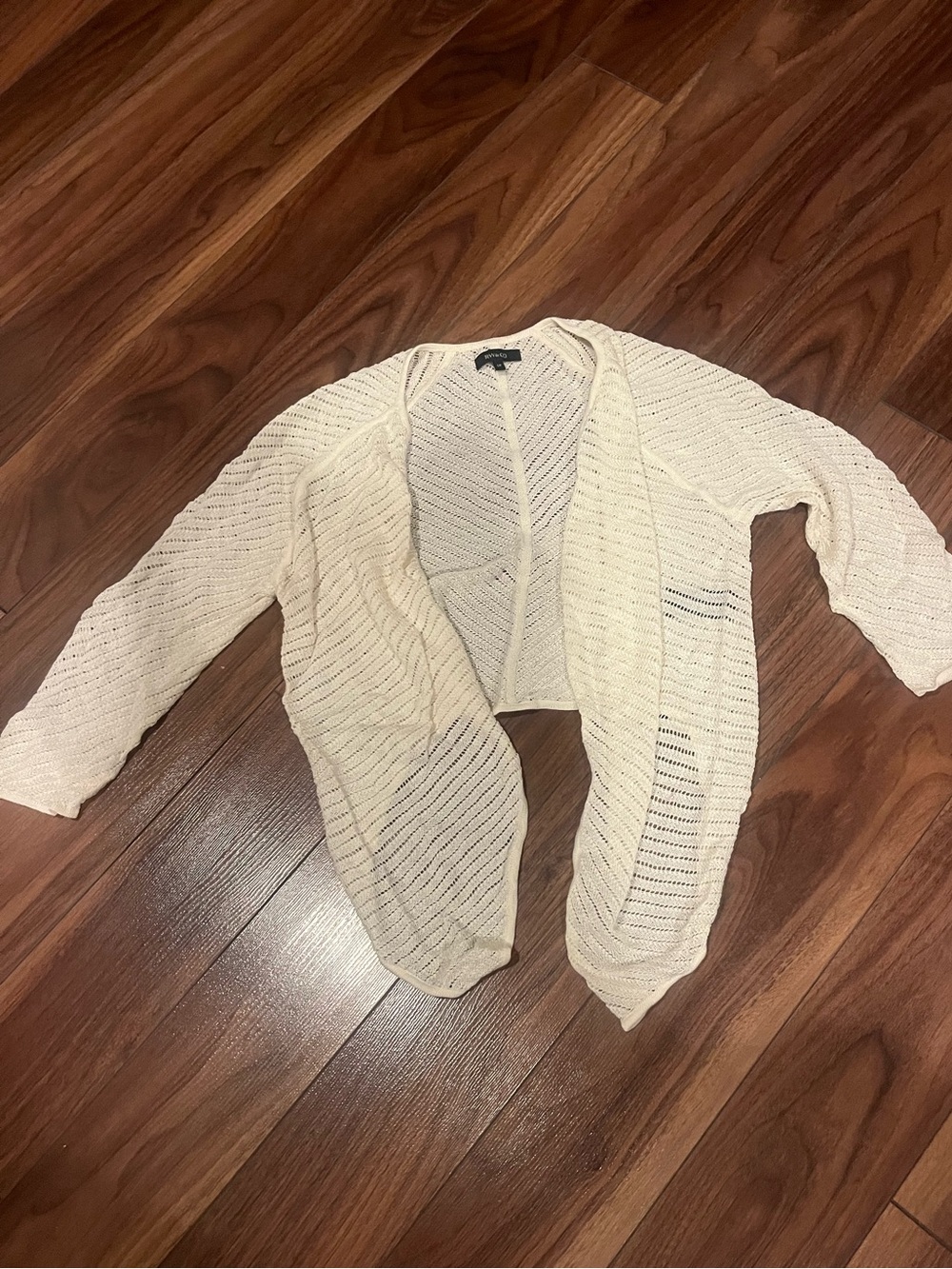 RW&CO. Cream Open-Weave Knit Cardigan